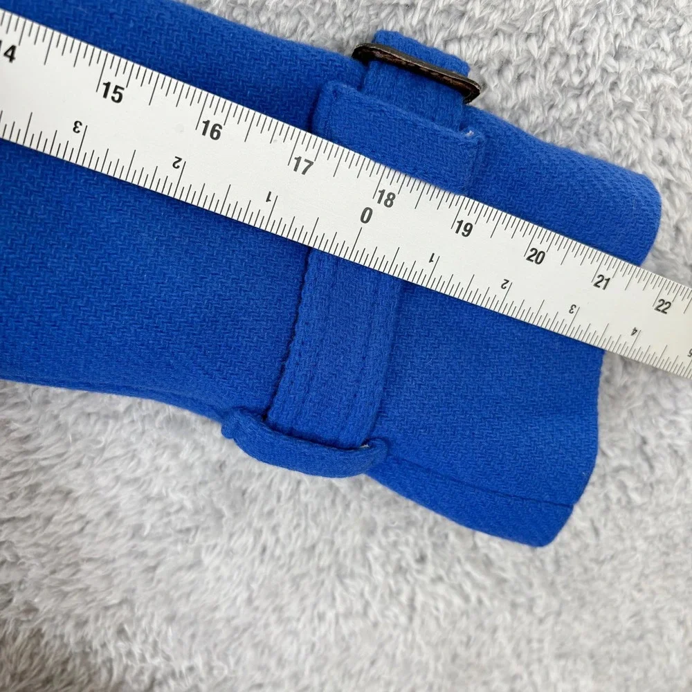 J. Crew Boulevard Trench Stadium Cloth Wool Blend Peacoat Size 4P‎ Cobalt Blue - Picture 7 of 9